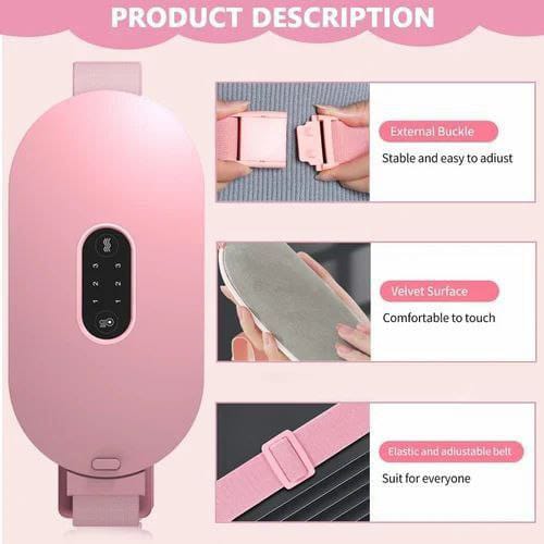 Heating Pads, Glyduny Period Cramp Massager Portable Cordless Heating Pad with 6 Heat Levels and 6 Massage Modes for Back Pain Relief Menstrual Heating Pad (Pink)